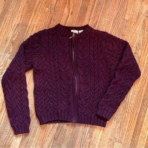 Vintage B Moss eggplant 90s zipper front cardigan size medium